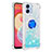 Custodia Silicone Cover Morbida Bling-Bling con Anello Supporto YB1 per Samsung Galaxy A04E Azzurro