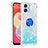 Custodia Silicone Cover Morbida Bling-Bling con Anello Supporto YB1 per Samsung Galaxy F04 Azzurro