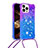 Custodia Silicone Cover Morbida Bling-Bling con Cinghia Cordino Mano S01 per Apple iPhone 14 Pro Max Viola