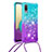 Custodia Silicone Cover Morbida Bling-Bling con Cinghia Cordino Mano S01 per Samsung Galaxy A02
