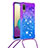 Custodia Silicone Cover Morbida Bling-Bling con Cinghia Cordino Mano S01 per Samsung Galaxy A02 Viola