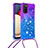 Custodia Silicone Cover Morbida Bling-Bling con Cinghia Cordino Mano S01 per Samsung Galaxy A02s Viola