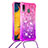 Custodia Silicone Cover Morbida Bling-Bling con Cinghia Cordino Mano S01 per Samsung Galaxy A20 Rosa Caldo