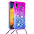 Custodia Silicone Cover Morbida Bling-Bling con Cinghia Cordino Mano S01 per Samsung Galaxy A20 Viola