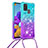 Custodia Silicone Cover Morbida Bling-Bling con Cinghia Cordino Mano S01 per Samsung Galaxy A21s