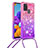 Custodia Silicone Cover Morbida Bling-Bling con Cinghia Cordino Mano S01 per Samsung Galaxy A21s Rosa Caldo