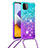 Custodia Silicone Cover Morbida Bling-Bling con Cinghia Cordino Mano S01 per Samsung Galaxy A22 5G