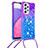 Custodia Silicone Cover Morbida Bling-Bling con Cinghia Cordino Mano S01 per Samsung Galaxy A33 5G Viola