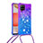 Custodia Silicone Cover Morbida Bling-Bling con Cinghia Cordino Mano S01 per Samsung Galaxy A42 5G Viola