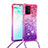 Custodia Silicone Cover Morbida Bling-Bling con Cinghia Cordino Mano S01 per Samsung Galaxy A91 Rosa Caldo