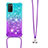 Custodia Silicone Cover Morbida Bling-Bling con Cinghia Cordino Mano S01 per Samsung Galaxy F02S SM-E025F