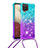 Custodia Silicone Cover Morbida Bling-Bling con Cinghia Cordino Mano S01 per Samsung Galaxy F12