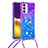 Custodia Silicone Cover Morbida Bling-Bling con Cinghia Cordino Mano S01 per Samsung Galaxy F34 5G Viola