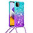 Custodia Silicone Cover Morbida Bling-Bling con Cinghia Cordino Mano S01 per Samsung Galaxy F42 5G