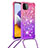 Custodia Silicone Cover Morbida Bling-Bling con Cinghia Cordino Mano S01 per Samsung Galaxy F42 5G