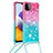 Custodia Silicone Cover Morbida Bling-Bling con Cinghia Cordino Mano S01 per Samsung Galaxy F42 5G