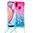 Custodia Silicone Cover Morbida Bling-Bling con Cinghia Cordino Mano S01 per Samsung Galaxy M01s Rosa
