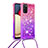 Custodia Silicone Cover Morbida Bling-Bling con Cinghia Cordino Mano S01 per Samsung Galaxy M02s Rosa Caldo