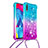 Custodia Silicone Cover Morbida Bling-Bling con Cinghia Cordino Mano S01 per Samsung Galaxy M10