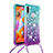 Custodia Silicone Cover Morbida Bling-Bling con Cinghia Cordino Mano S01 per Samsung Galaxy M11