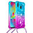 Custodia Silicone Cover Morbida Bling-Bling con Cinghia Cordino Mano S01 per Samsung Galaxy M20