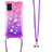 Custodia Silicone Cover Morbida Bling-Bling con Cinghia Cordino Mano S01 per Samsung Galaxy M40S