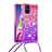 Custodia Silicone Cover Morbida Bling-Bling con Cinghia Cordino Mano S01 per Samsung Galaxy M51