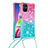 Custodia Silicone Cover Morbida Bling-Bling con Cinghia Cordino Mano S01 per Samsung Galaxy M51 Rosa