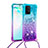 Custodia Silicone Cover Morbida Bling-Bling con Cinghia Cordino Mano S01 per Samsung Galaxy S10 Lite Cielo Blu