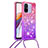 Custodia Silicone Cover Morbida Bling-Bling con Cinghia Cordino Mano S01 per Xiaomi Poco C55 Rosa Caldo