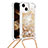 Custodia Silicone Cover Morbida Bling-Bling con Cinghia Cordino Mano S02 per Apple iPhone 13 Oro