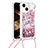 Custodia Silicone Cover Morbida Bling-Bling con Cinghia Cordino Mano S02 per Apple iPhone 14 Lavanda