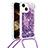 Custodia Silicone Cover Morbida Bling-Bling con Cinghia Cordino Mano S02 per Apple iPhone 15