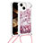 Custodia Silicone Cover Morbida Bling-Bling con Cinghia Cordino Mano S02 per Apple iPhone 15 Plus