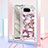 Custodia Silicone Cover Morbida Bling-Bling con Cinghia Cordino Mano S02 per Google Pixel 8 5G Rosso