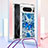 Custodia Silicone Cover Morbida Bling-Bling con Cinghia Cordino Mano S02 per Google Pixel 8 Pro 5G Blu