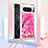 Custodia Silicone Cover Morbida Bling-Bling con Cinghia Cordino Mano S02 per Google Pixel 8 Pro 5G Rosa Caldo