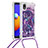 Custodia Silicone Cover Morbida Bling-Bling con Cinghia Cordino Mano S02 per Samsung Galaxy A01 Core Viola