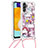 Custodia Silicone Cover Morbida Bling-Bling con Cinghia Cordino Mano S02 per Samsung Galaxy A04s Rosso