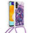 Custodia Silicone Cover Morbida Bling-Bling con Cinghia Cordino Mano S02 per Samsung Galaxy A04s Viola
