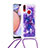 Custodia Silicone Cover Morbida Bling-Bling con Cinghia Cordino Mano S02 per Samsung Galaxy A10s Viola