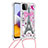Custodia Silicone Cover Morbida Bling-Bling con Cinghia Cordino Mano S02 per Samsung Galaxy A22s 5G Multicolore