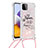 Custodia Silicone Cover Morbida Bling-Bling con Cinghia Cordino Mano S02 per Samsung Galaxy A22s 5G Rosa