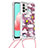 Custodia Silicone Cover Morbida Bling-Bling con Cinghia Cordino Mano S02 per Samsung Galaxy A32 4G
