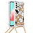 Custodia Silicone Cover Morbida Bling-Bling con Cinghia Cordino Mano S02 per Samsung Galaxy A32 4G Oro