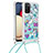 Custodia Silicone Cover Morbida Bling-Bling con Cinghia Cordino Mano S02 per Samsung Galaxy F02S SM-E025F