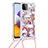 Custodia Silicone Cover Morbida Bling-Bling con Cinghia Cordino Mano S02 per Samsung Galaxy F42 5G