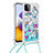 Custodia Silicone Cover Morbida Bling-Bling con Cinghia Cordino Mano S02 per Samsung Galaxy F42 5G