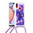 Custodia Silicone Cover Morbida Bling-Bling con Cinghia Cordino Mano S02 per Samsung Galaxy M01s Viola