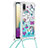 Custodia Silicone Cover Morbida Bling-Bling con Cinghia Cordino Mano S02 per Samsung Galaxy M02